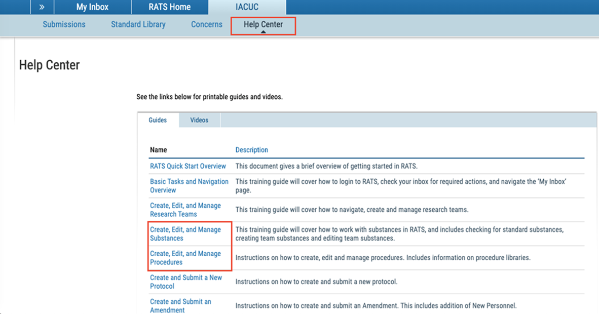 Screenshot of RATS 2.0 Help Center
