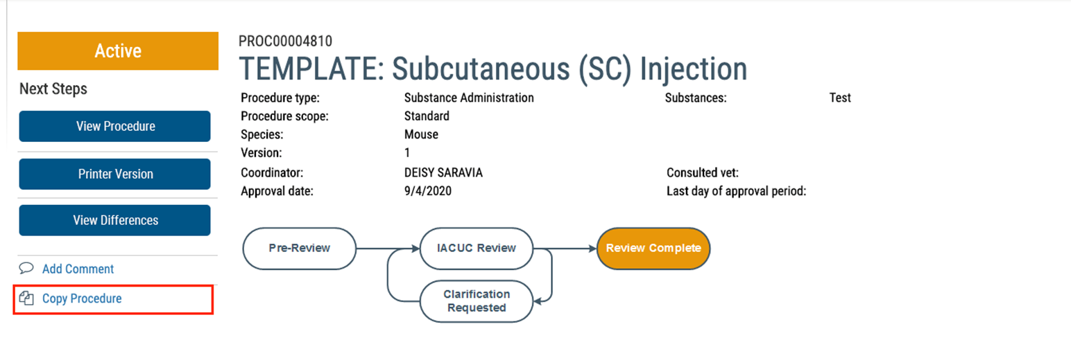 Screeenshot of Procedure Workspace