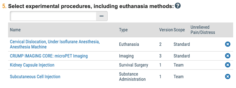 Screenshot of Referenced Procedures