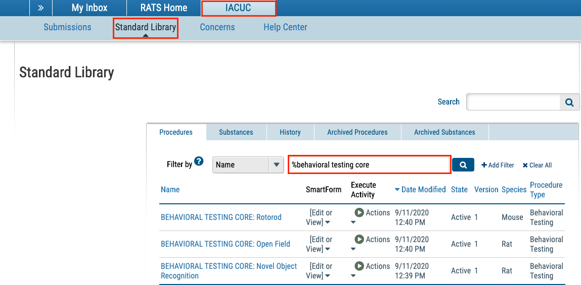 Screenshot for RATS Quick Tip: Behavioral Testing Core Procedures